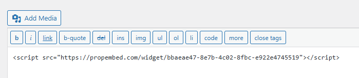 Embed property widget